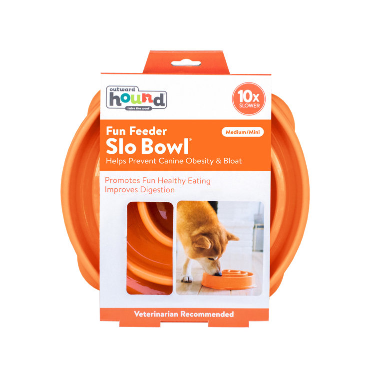 Outward Hound Fun Feeder Slo Bowl, Slow Feeder Dog Bowl, Medium/Mini, Grey