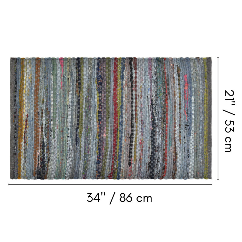 Cotton Abstract Indoor Rug, Rectangle 1'9" x 2'10"