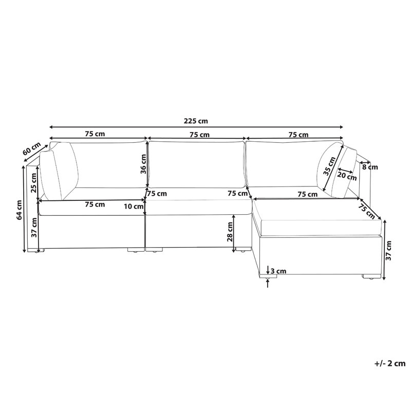 Elanna 225cm Wide Patio Sectional with Cushions
