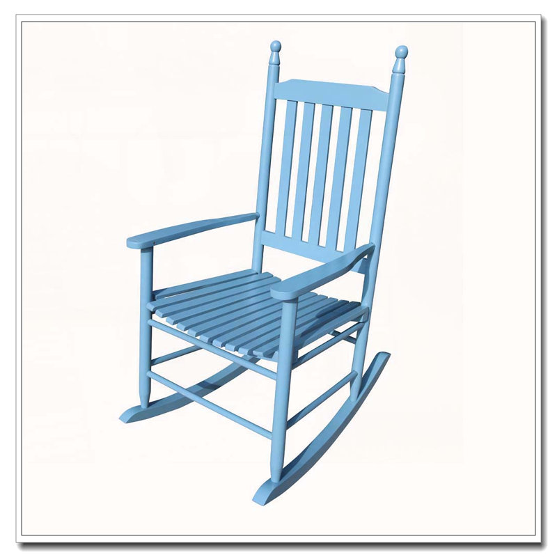 Chaise berçante en bois massif, Bleu