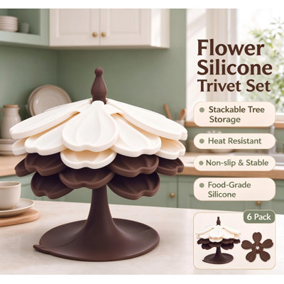 Ensemble de 6 sous-arbres en silicone de 6,5 po avec support et coussinets chauffants résistants à la chaleur pour comptoir de cuisine et table de salle à manger