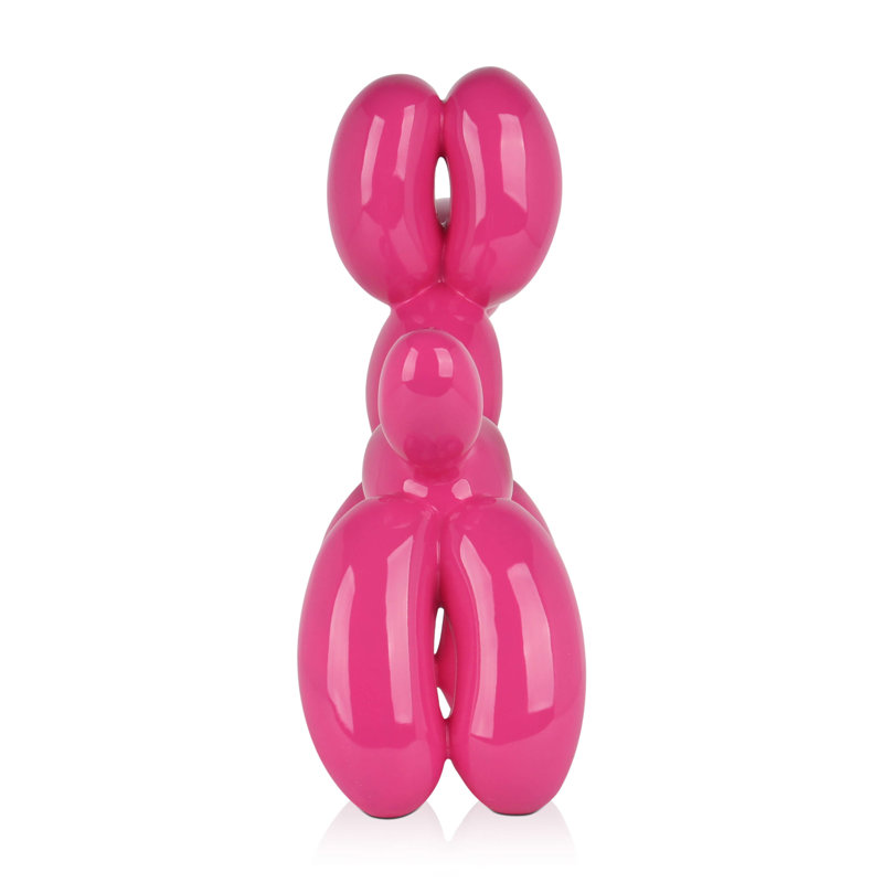 Dog Balloon Large Resin Statue, Pink, 27cm H x 26cm W x 9.5cm D