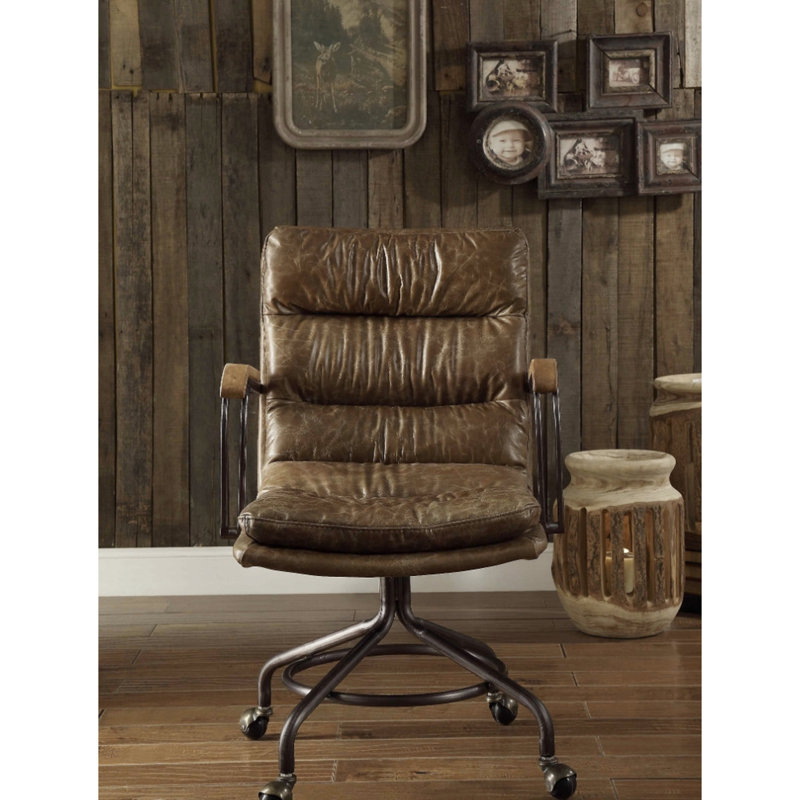 Will Swivel Leather Rolling Executive Office Chair, Brown