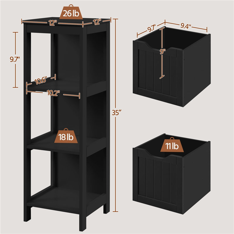 Zemple Bathroom Cabinet, Black