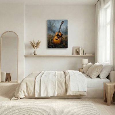 «Gallery Wrap», art mural sur toile pour le salon, la chambre à coucher, le bureau ou le vestibule - décoration murale décorative avec champ de guitare