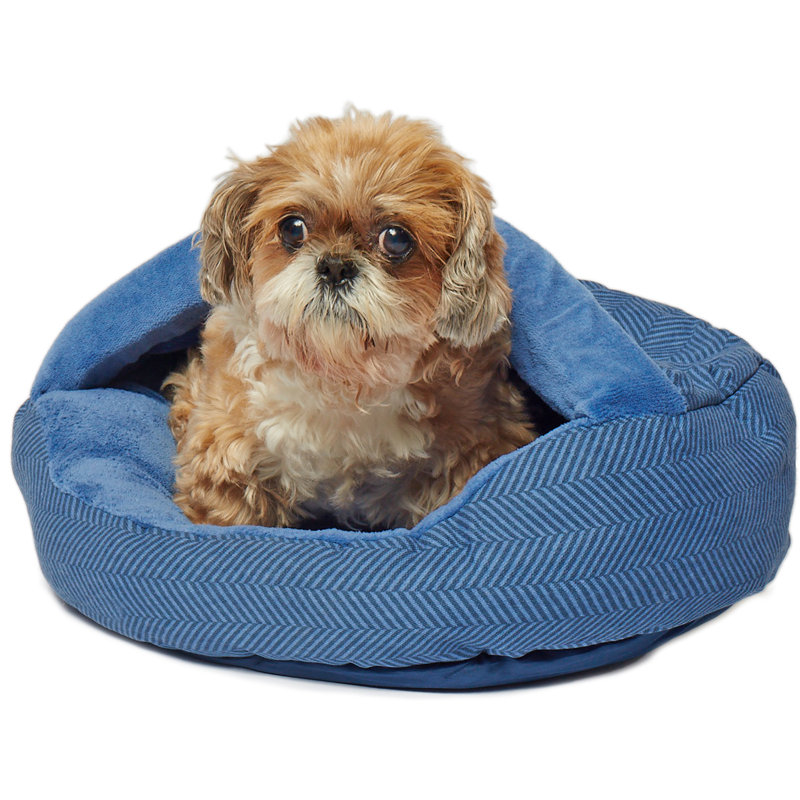 Lit profond couvert en toile, sherpa et molleton Elishia, Petit (l 18 po x P 18 po x H 5 po), Bleu marine