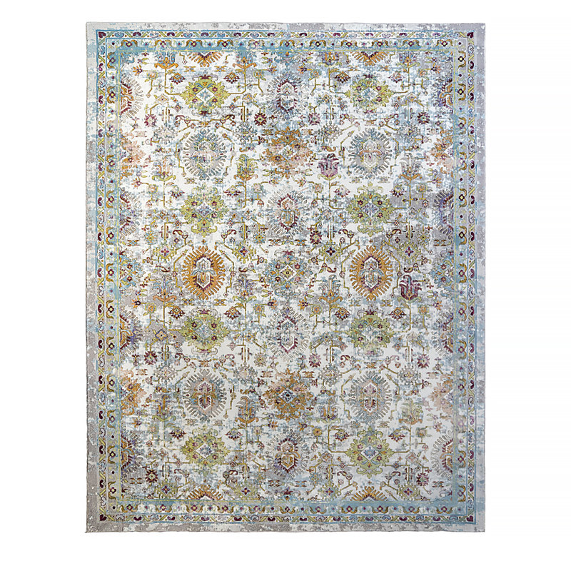 Tapis ivoire / bleu sarcelle / vert Isabella Isabella, Rectangle 6 pi 6 po x 9 pi 6 po