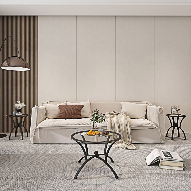 Tempered Glass Surface Coffee Table Set