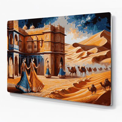 Cities Rajasthan India Brown Metal Wall Art