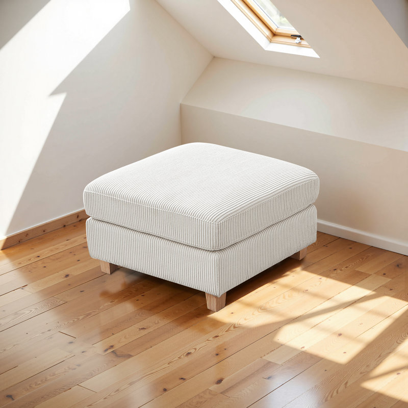 29.52-inch upholstered ottoman, Beige