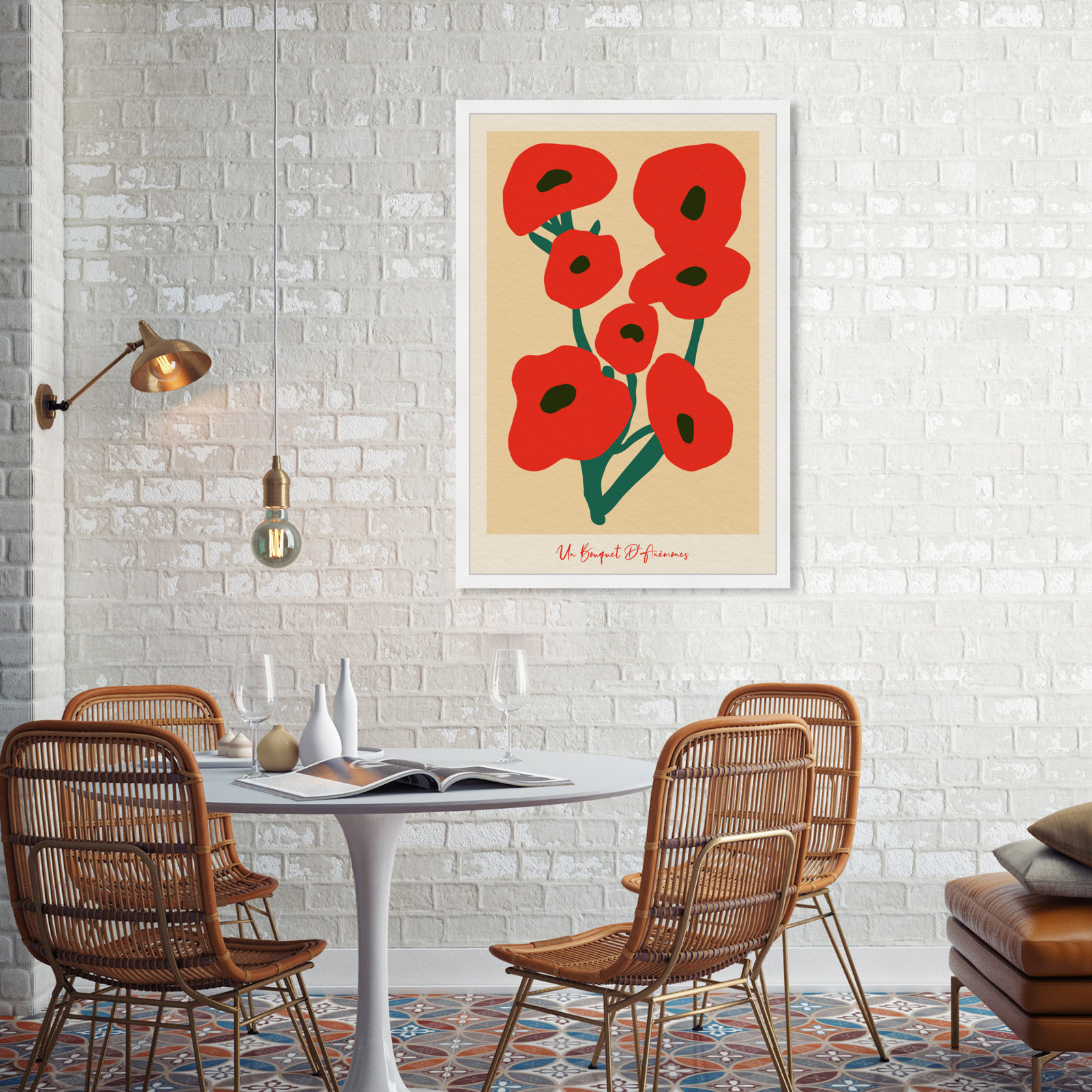 Modern Red Flower Bouquet by Oliver Gal, White, 38" H x 26" W
