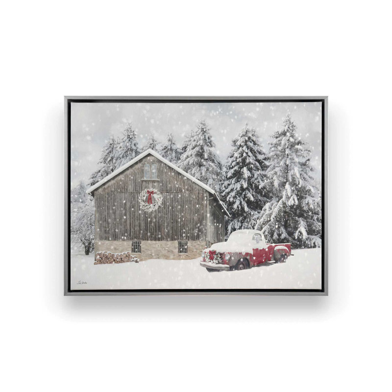 «Christmas in the Pines» par Lori Deiter, reproduction d'art, L 40 x H 30, Argent, Toile avec cadre