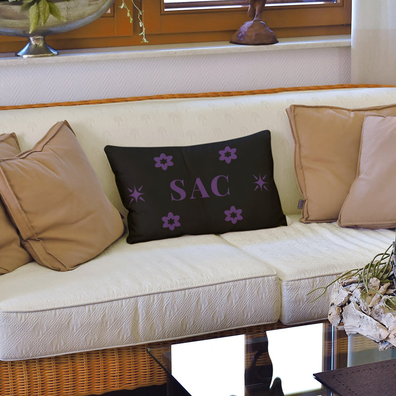 Coussin 17 po x 18 po Sacramento, Noir / mauve