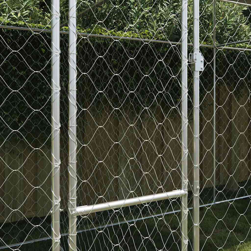 Cage à chien avec toit vidaXL argenté 236,22 po x 78,74 po x 100,8 po, 19,69 x 6,56 x 8,40 pi, 2 Portes
