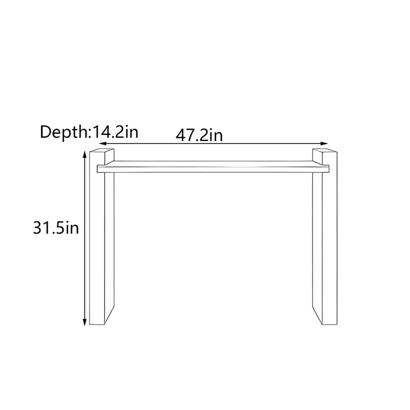 Rustic Minimalist Hallway Console Table, 31.5" H x 47.2" W x 14.2" D