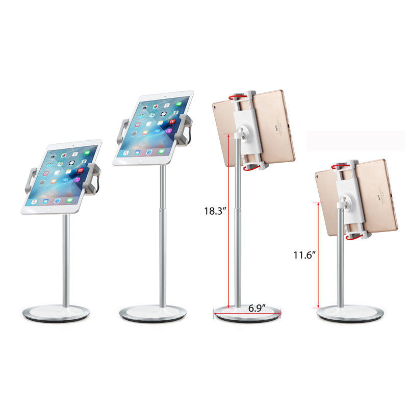 White Adjustable Aluminum Table Stand for Tablets and Smartphones