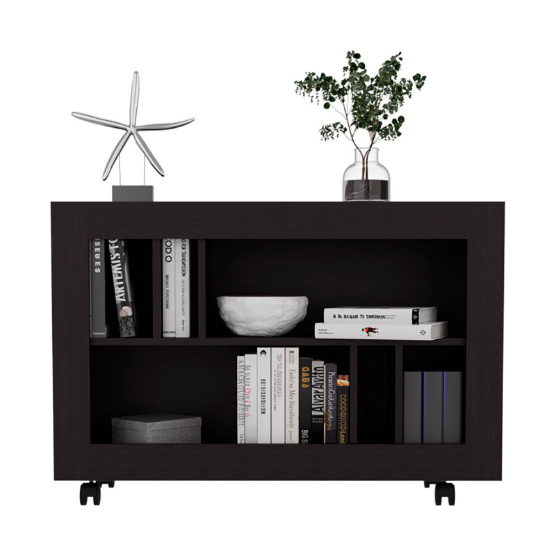 Console console, 5 tablettes, 4 roulettes