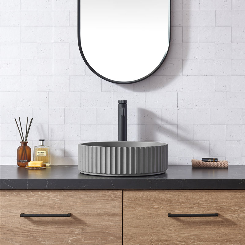 Lavabo de salle de bain vasque circulaire en béton Lagos Grey