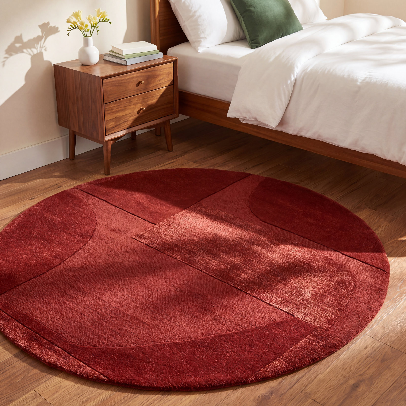 Megara Hand-Tufted Geometric Wool Rug, Round 6'