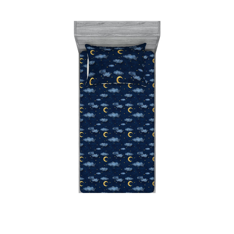 Drap-housse et taie décorative Ambesonne, Ensemble de draps pour lit simple avec 1 taie d'or