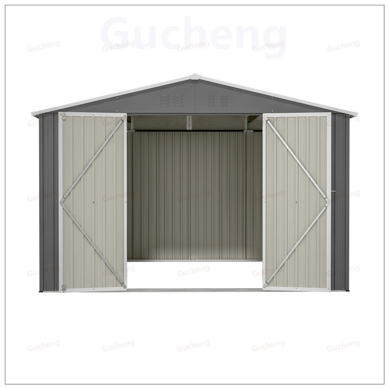 Grande remise extérieure en métal avec portes verrouillables et structure avancée, parfaite pour l'organisation de la cour et du patio