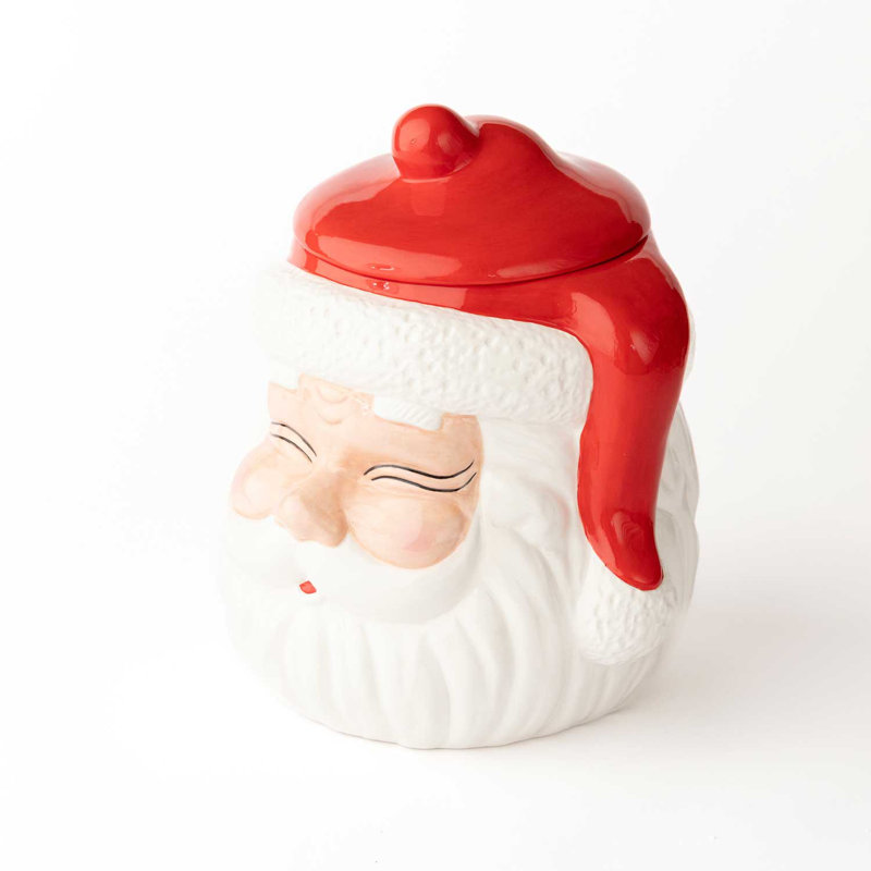 Pink Santa Cookie Jar, Red