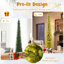 9FT Artificial Christmas Tree Pre-lit Pencil Xmas Tree with Branch Tips Warm White LED Lights-275223463