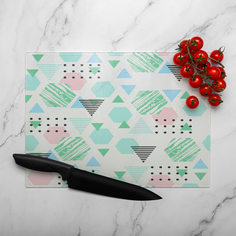 Geometric Shapes Glass Chopping Board