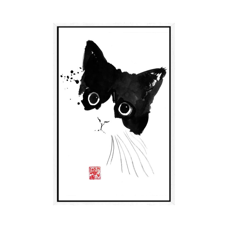 Impish Cat by Péchane - Painting on Canvas, White Framed, 66.04 cm H x 45.72 cm W