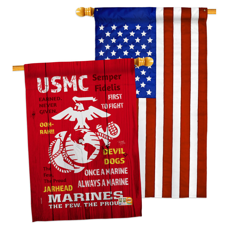 2 faces de polyester décoratif 2 faces 40 x 28 po usmc impressions ensemble de drapeaux de maison