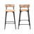 Of 2 Handmade Bar Stools, Paper Rope Seat And Back, Black Metal Frame, Honey Shade, Footrest, 26.57" Height, For Dining Room & Kitchen Finish,-2063643019