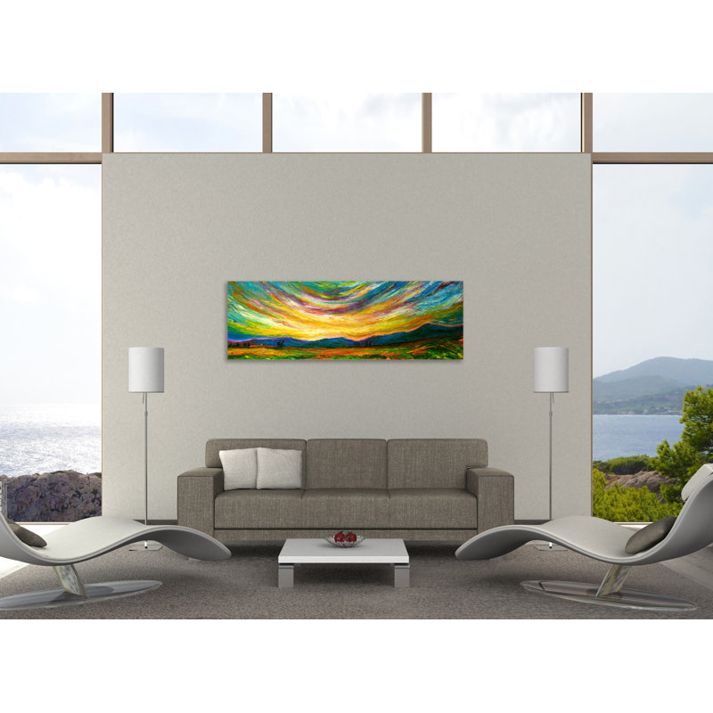 "Long View", toile tendue par Chiara Magni, H 15 po x l 45 po x P 1,5 po