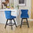 Swivel Velvet Barstools With Button Tufted Decoration, Wooden Legs, And Chrome Nailhead Trim, Set Of 2, Comfortable And Stylish-2029298315