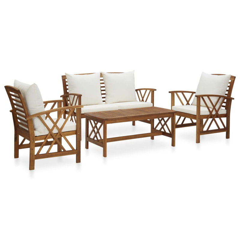 Costantino 4 Piece Lounge Chair with Cushions, Beige