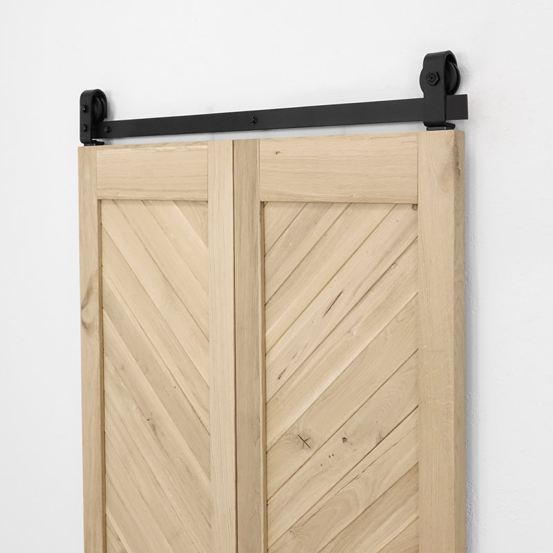 Solid Oak Barn Door with Single Bi-Folding System, Unfinished