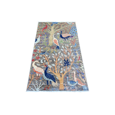 Tapis oriental rectangulaire gris en laine noué à la main 3 pi 0 po x 5 pi 0 po - MOA10274599
