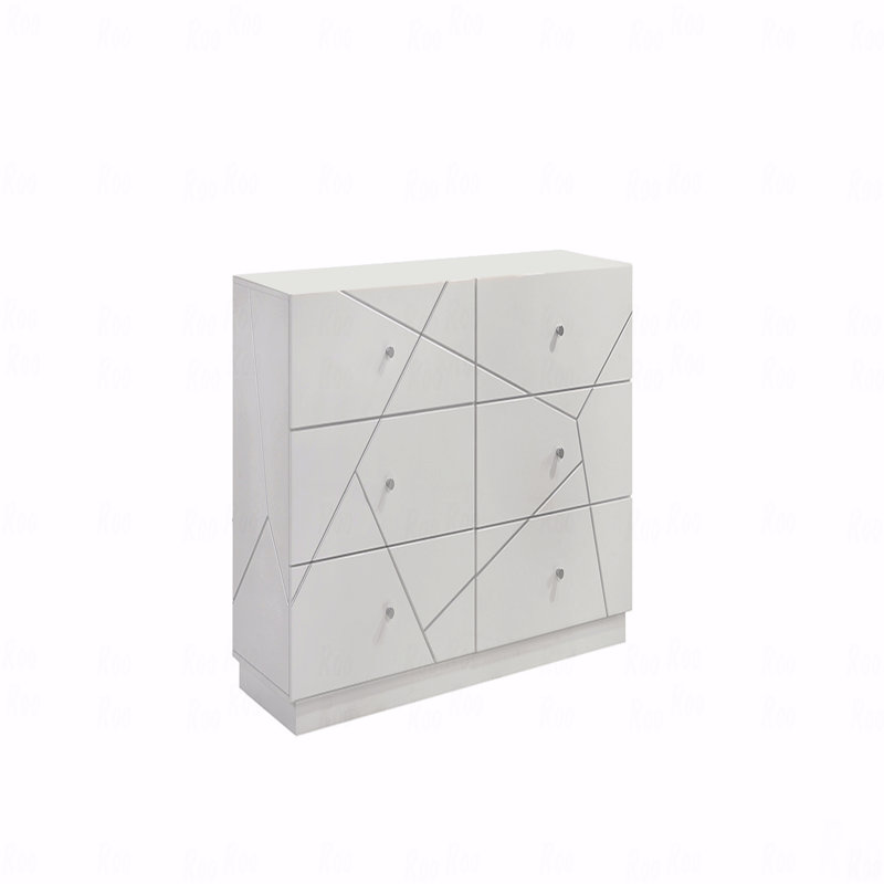 Commode - Design géométrique avec finition laquée et tiroirs doublés de velours rouge