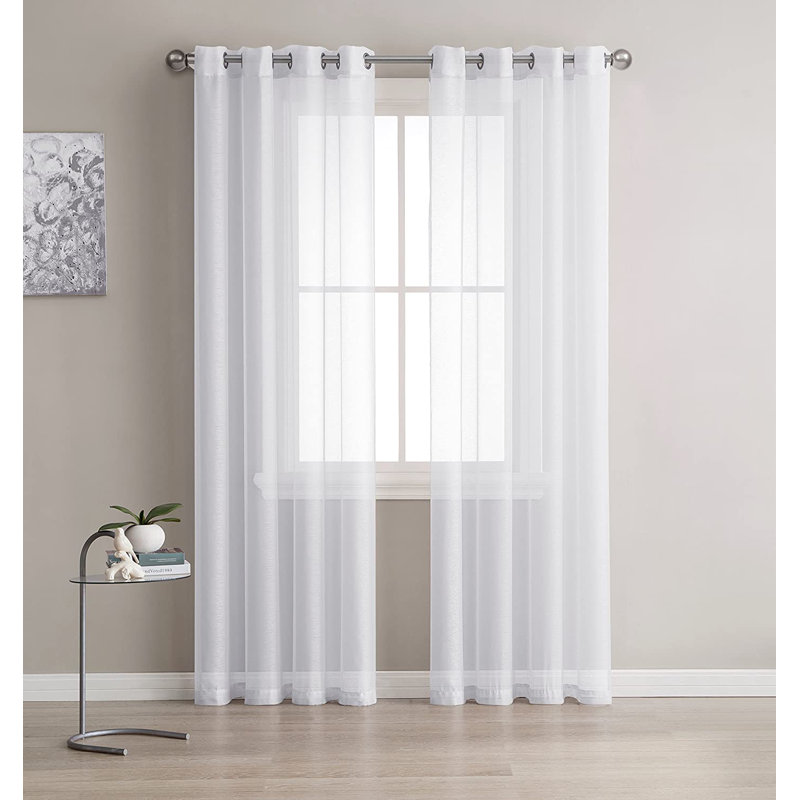 Gurbir Semi Sheer Curtain Pair, 54" W x 84" L