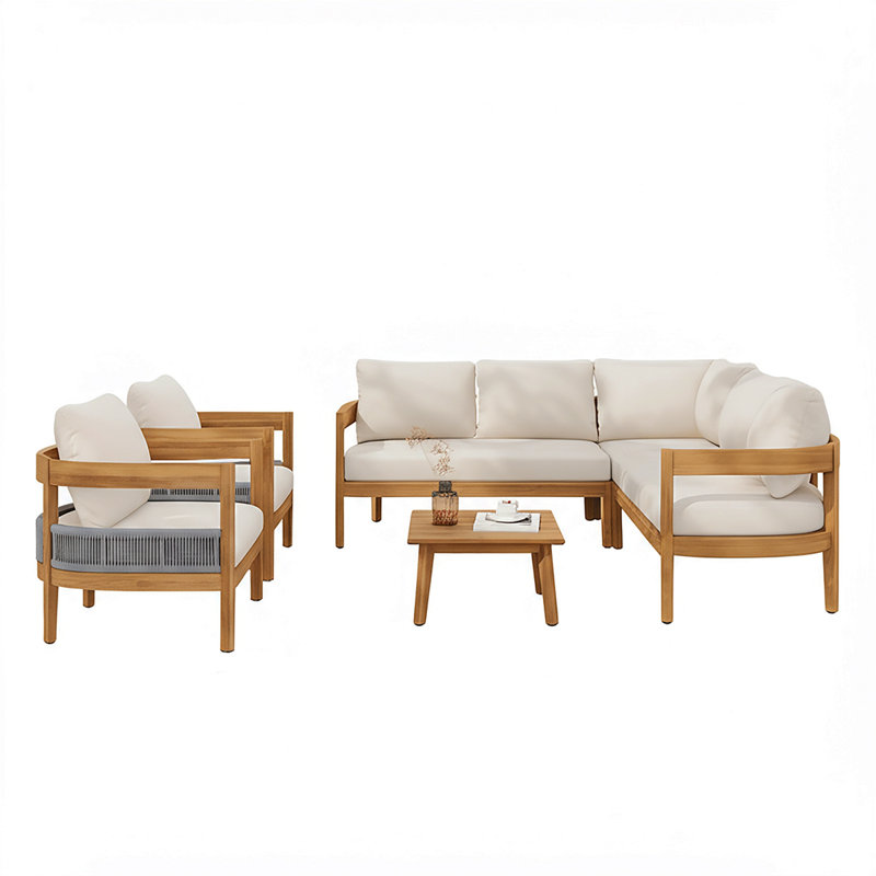 ENSEMBLE DE CONVERSATION DE PATIO 6 PIÈCES Brookwood, teck et beige