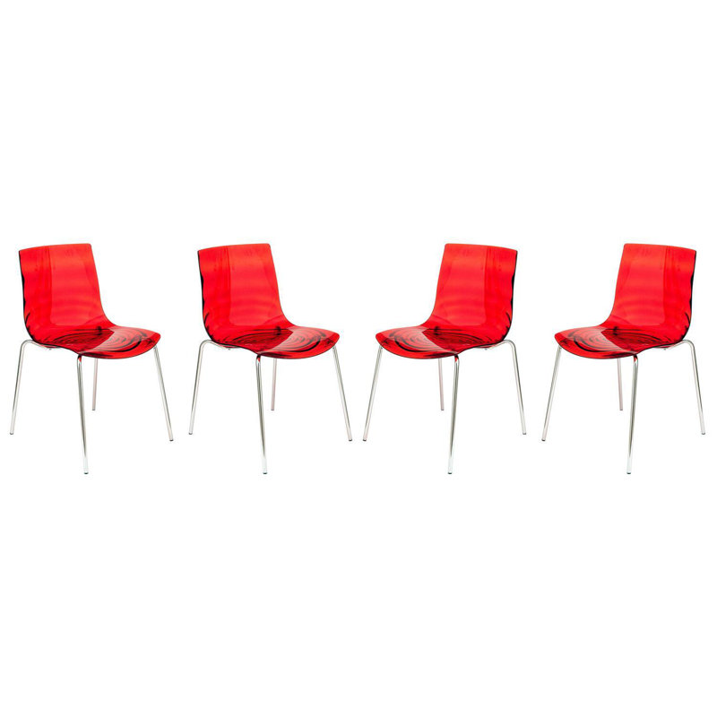  Chaise d'appoint en plastique rouge - ensemble de 4