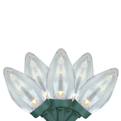 50 Count Warm White LED C7 Christmas Lights - 20.5ft Green Wire