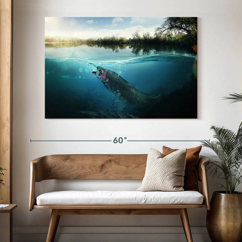 Fishing Underwater Scene, 34" H x 51" W