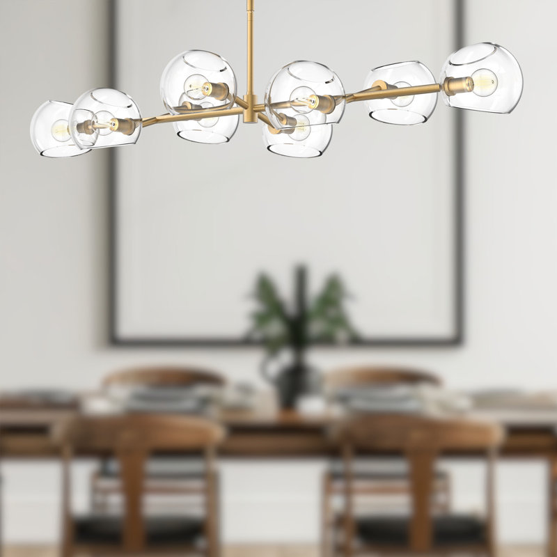 Willow 8 - Light Sputnik Chandelier, Brushed Gold, Clear
