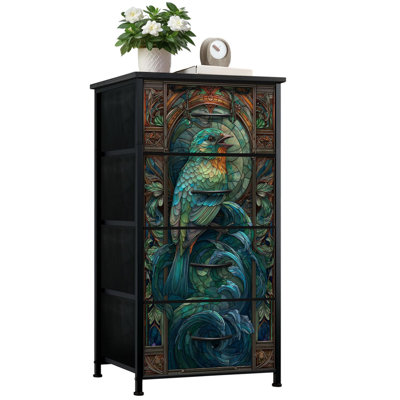 Commode vitrail pour la chambre à coucher avec 4 tiroirs de rangement Mystical Gothic