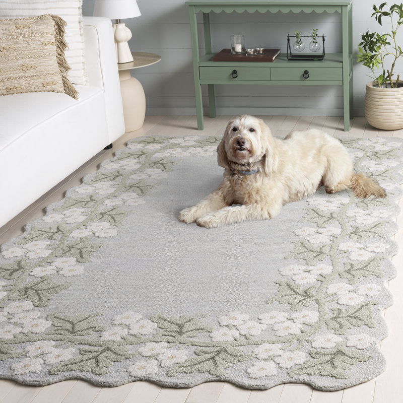 Jardin Hand Tufted Wool;Cotton Floral Indoor Rug, Rectangle 9' x 12'