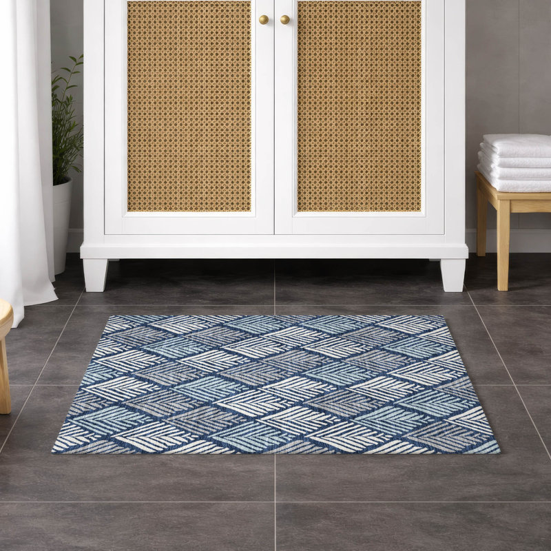 Machine Washable Indoor/Outdoor Chantille ACN2818 Diamonds Rug, Navy, 2'6" x 3'10"