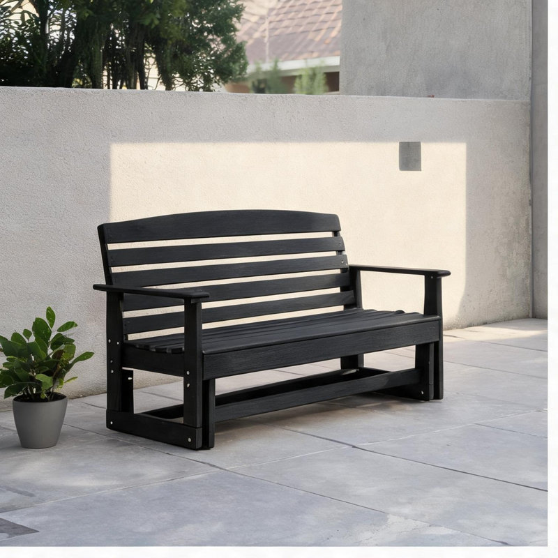 Banc oscillant classique en PEHD noir avec espace extérieur 28,8 x 49,5 x 34,2 po