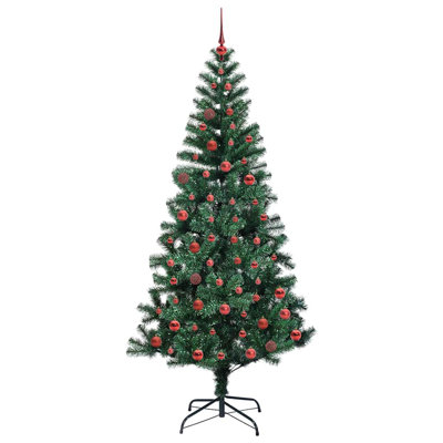 vidaXL Artificial Pre-lit Christmas Tree Green PVC and Metal