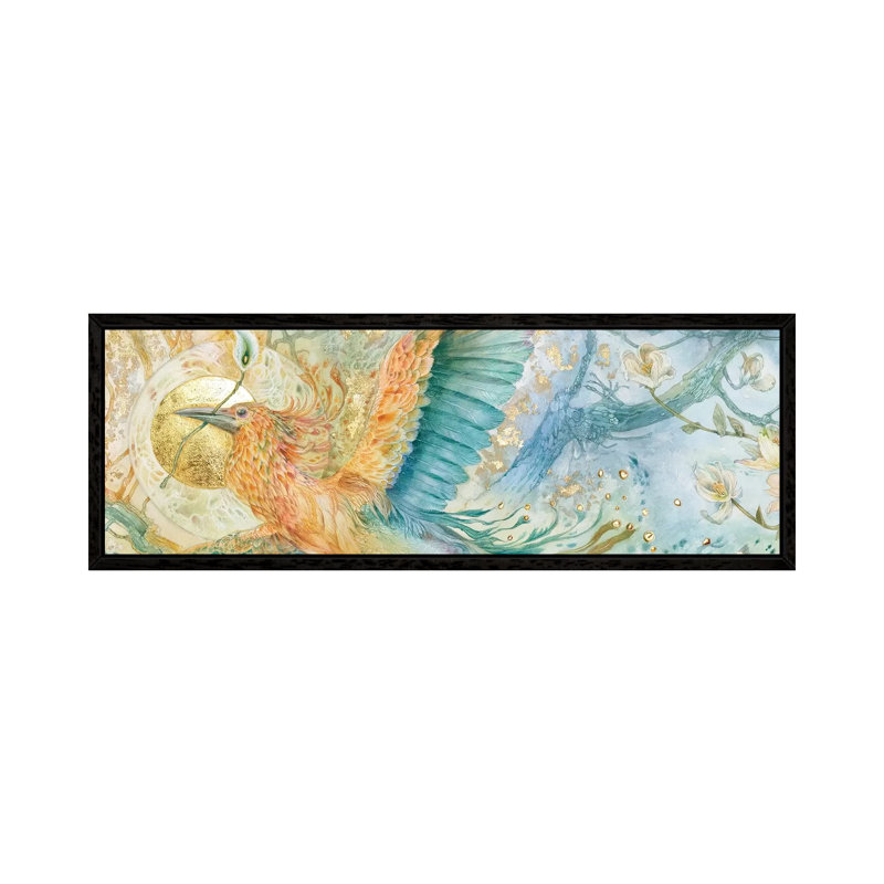 The Blue Above II by Stephanie Law - Panoramic Painting on Canvas, 50.8cm H x 152.4cm W x 3.81cm D, Black Floater Framed