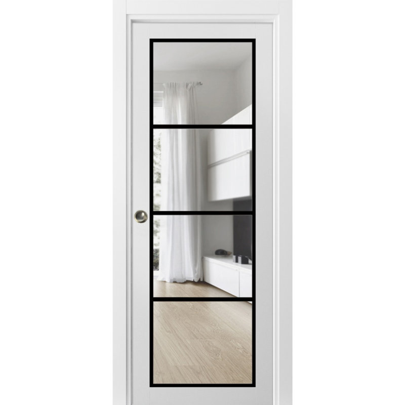 Portes françaises à panneaux, Satin blanc, 32 po x 96 po